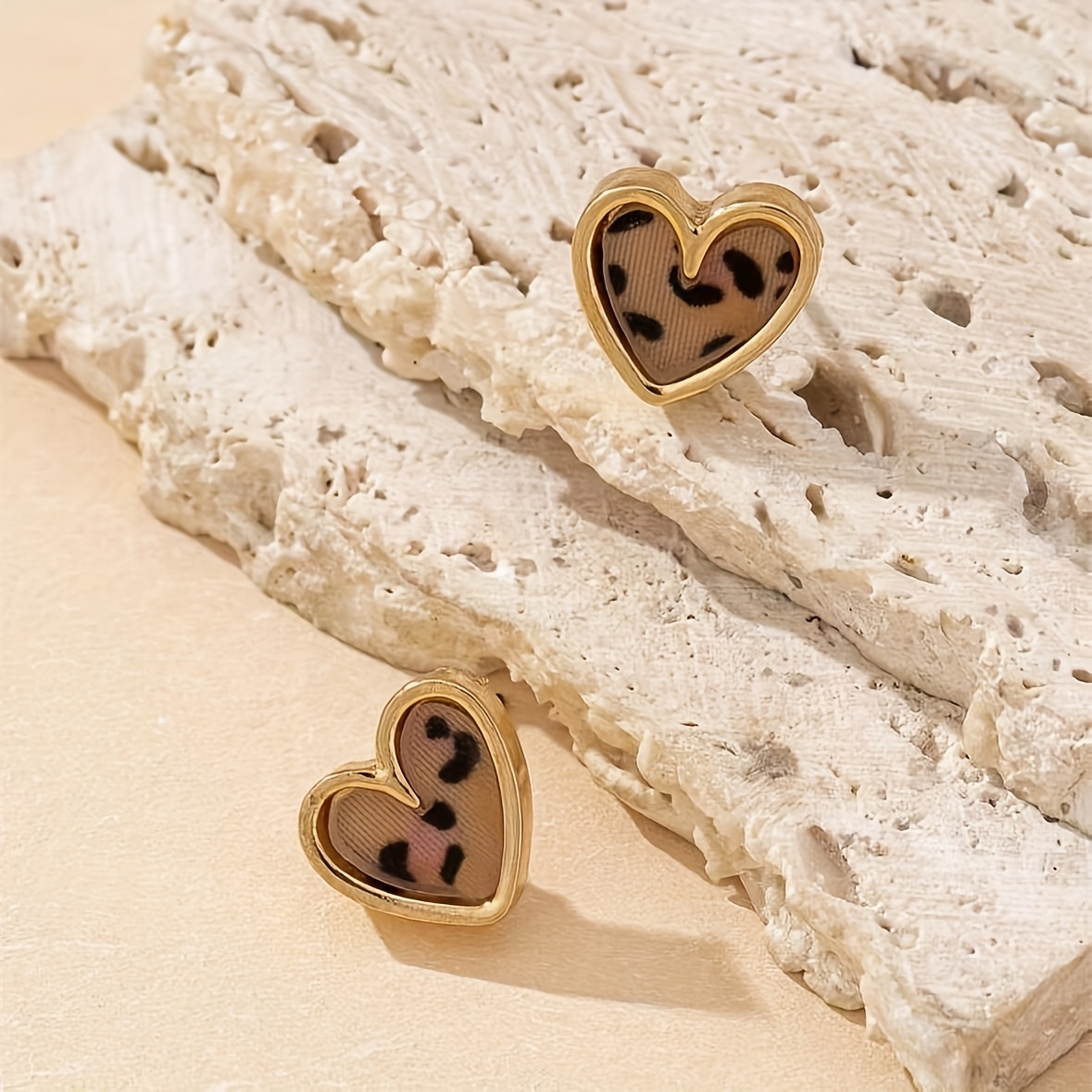 6pcs Colorful Leopard Print Mixed Heart Stud Earrings Set